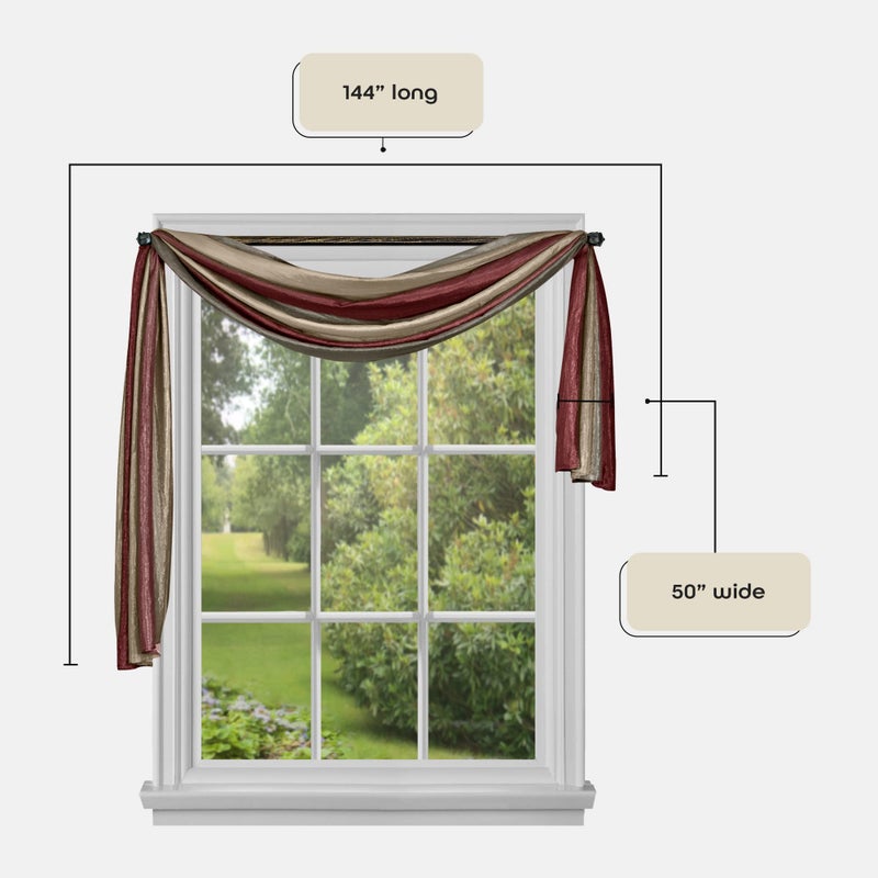 ACHIM Sheer Window Scarf Valance - 50 Inch Width x 144 Inch Length (Burgundy) - Light Filtering Polyester Curtain Scarf - Lightweight Drapes for Living Room, Bedroom & Dining Room Home Decor - Image 4